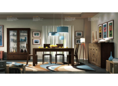 Ess Gruppe Set 7 pezzi. Sala da pranzo Tavolo Sedie Comò Vetrina Tavolo Tavoli Legno