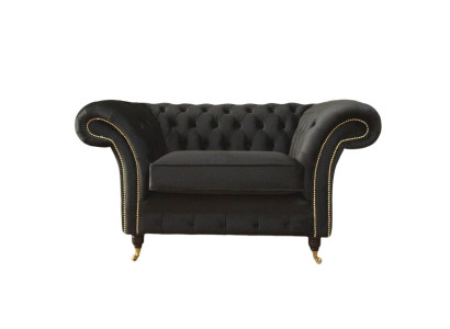 Chesterfield poltrona lounge nera divano divano imbottito moderno tessuto nuovo