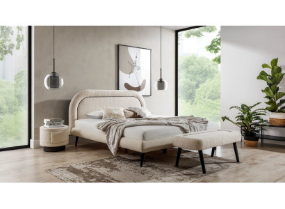 Mobili da camera moderni Letto accogliente Letto matrimoniale Panca 2 comodini