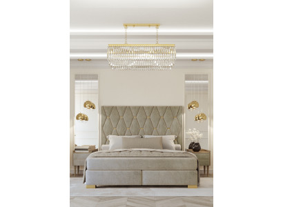 Camera da letto grigia Letto matrimoniale Comodini di design Set di lusso 3 pezzi