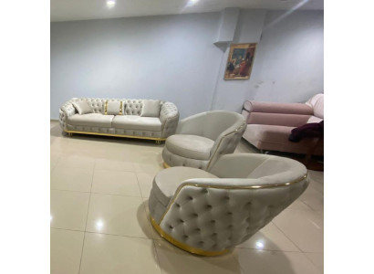 Designer set soggiorno composto da divano a 3 posti e 2 poltrone, 3 pezzi.