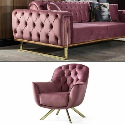 Poltrona Chesterfield design esclusiva, imbottita, per il soggiorno, modello singolo.