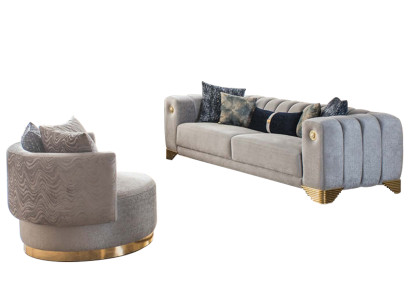 Soggiorno completo di alta qualità elegante divano a 3 posti moderno grigio poltrona