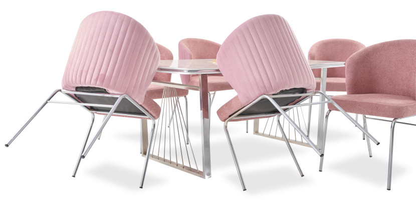 Gruppo da pranzo Tavolo da pranzo 6 sedie Tavolo moderno Mobili di lusso Sala da pranzo 7 pezzi