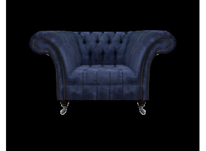 Blu scuro Chesterfield poltrona da salotto monoposto in tessuto nuova.
