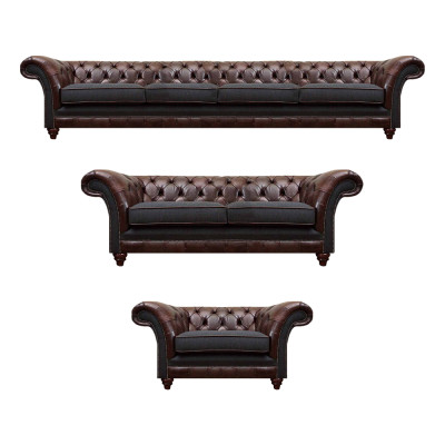 Braun-Grigio divani Chesterfield poltrone soggiorno mobili completi 3 pezzi