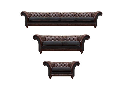 Braun-Grigio divani Chesterfield poltrone soggiorno mobili completi 3 pezzi