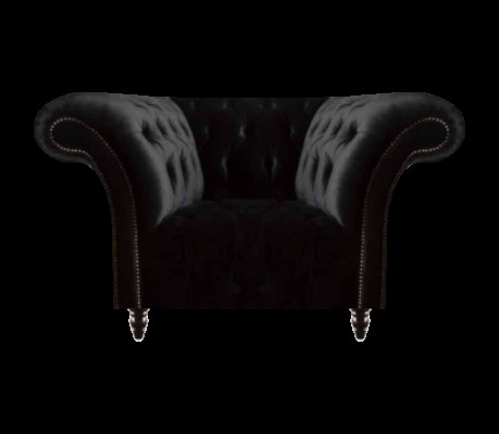 Chesterfield poltrona nera in pelle mobili soggiorno 1 posto nuovo