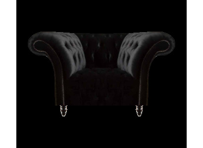 Chesterfield poltrona nera in pelle mobili soggiorno 1 posto nuovo