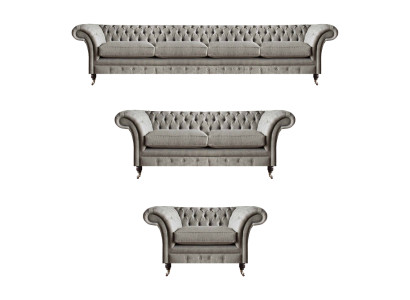 Chesterfield divani in tessuto grigio chiaro set salotto arredamento soggiorno imbottiti.