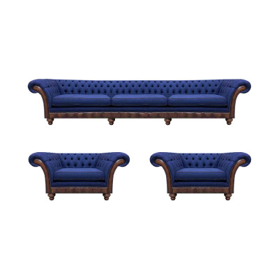 Soggiorno di design Chesterfield divano set di lusso poltrone 3 pezzi