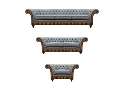 Chesterfield arredamento imbottito grigio chiaro Soggiorno Divano Set elegante