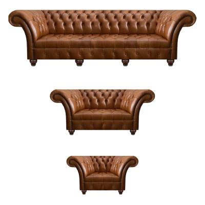 Chesterfield Set di divani in pelle marrone, esclusivi divani e poltrone di design.