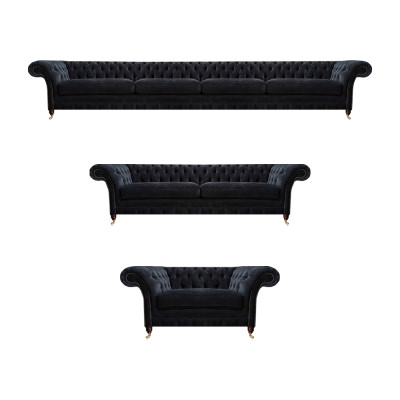 Chesterfield divano in tessuto nero quattro posti divano a due posti poltrona