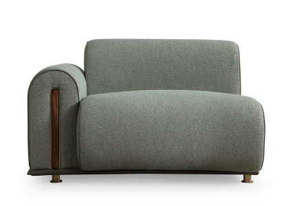 Sofà d'angolo in tessuto verde chiaro per soggiorno, design imbottito a L.