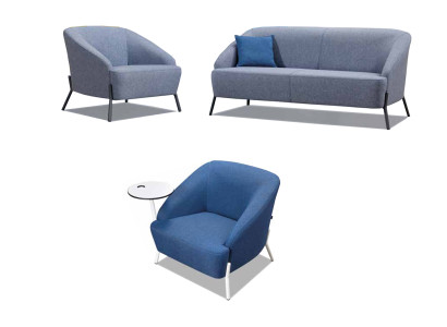 Grigio-blu set di divani, divani imbottiti design moderno a due posti sedia