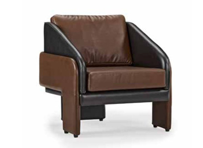 Sedia da club marrone-grigia lussuosa poltrona da lounge relax monoturale.