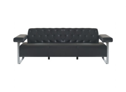 Chesterfield Design Divano a 3 posti Nero Monocromatico Stile Moderno