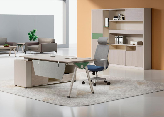 Tavolo da lavoro beige Scrivania da ufficio di design Mobili di lusso in legno
