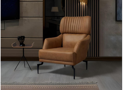 Poltrona in pelle marrone Sedia da salotto di lusso Poltrona imbottita Sedia reclinabile per arredamento