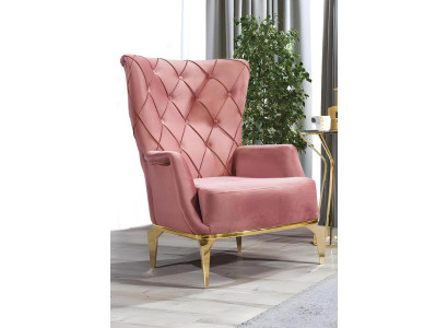 Chesterfield Rosa Poltrona Lounge Design Monoposto in Tessuto di Lusso
