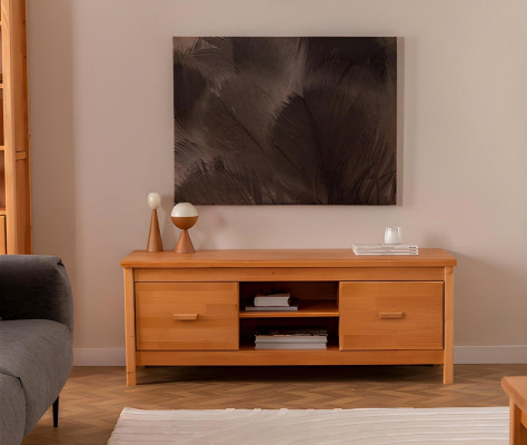 Elegante Madia Marrone per TV in Legno con Cassetti per Soggiorno