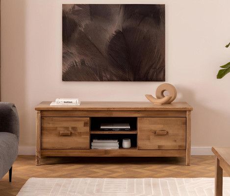 Elegante supporto TV marrone in legno Tavolino TV da salotto RTV di lusso.