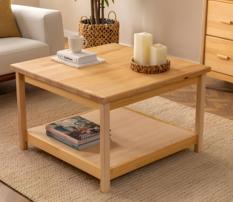 Tavolino moderno in legno beige per soggiorno, tavolino da caffè in stile designer.   Tavolino moderno in legno beige per soggiorno, tavolino da caffè in stile designer.  