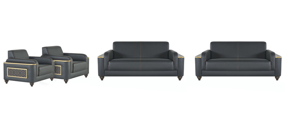 Ufficio sofà design moderno Set soggiorno 4 pezzi nero monocolore