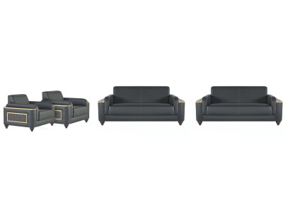 Ufficio sofà design moderno Set soggiorno 4 pezzi nero monocolore