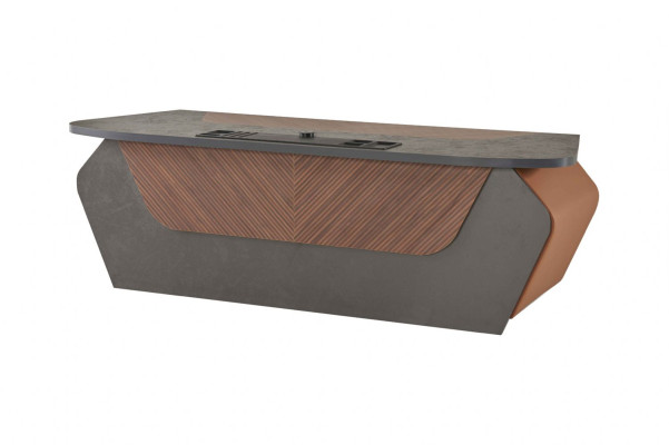 Scrivania da ufficio marrone grigio bicolore design moderno rettangolare scrivania