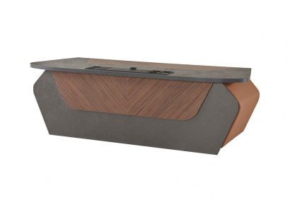 Scrivania da ufficio marrone grigio bicolore design moderno rettangolare scrivania