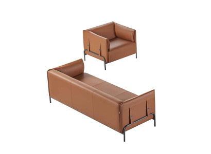 Studio per ufficio 2 posti 3 posti con poltrona marrone monocolore design moderno