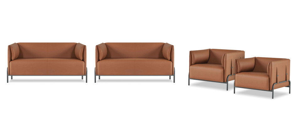 Set per ufficio 4 pezzi 2 poltrone con 2 poltrone marroni Monocromatiche Moderne  Set da ufficio 4 pezzi con 2 poltrone marroni Monocromatiche Moderne