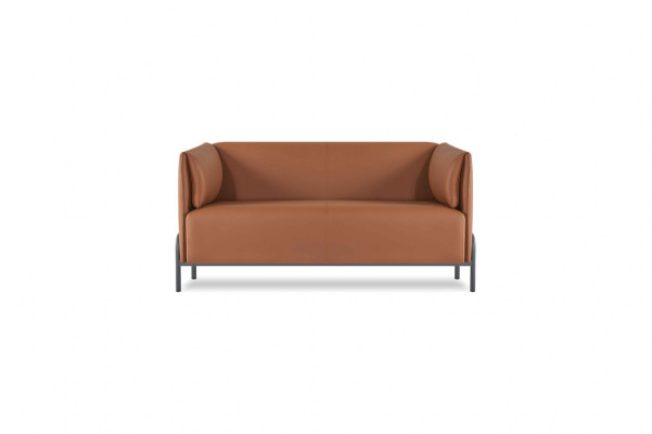 Arredamento salotto in pelle marrone per ufficio, composto da 5 pezzi, mobili da design.