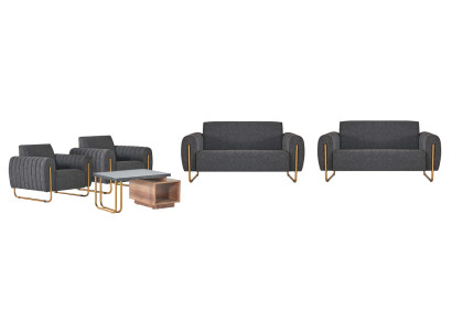 Nobile set da ufficio grigio 2 divani imbottiti in legno tavolino da salotto mobili in stoffa