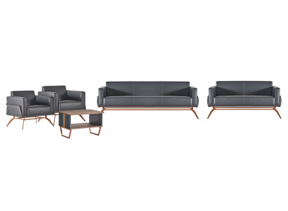 Set da ufficio 5 pezzi, divano a 3 posti, divano a 2 posti, 2 poltrone, tavolino, grigio marrone  Set da ufficio 5 pezzi, divano a 3 posti, divano a 2 posti, 2 poltrone, tavolino, colore grigio marrone