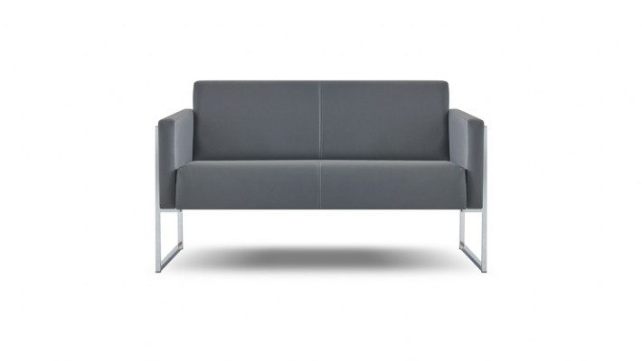 Set per ufficio 4 pezzi con 2 divani a 2 posti e 2 poltrone grigie monocolore moderne.