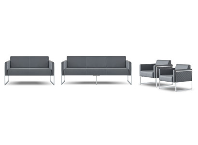 Set da ufficio 4 pezzi 3 posti 2 posti 2 poltrone Grigio monocromatico Moderno