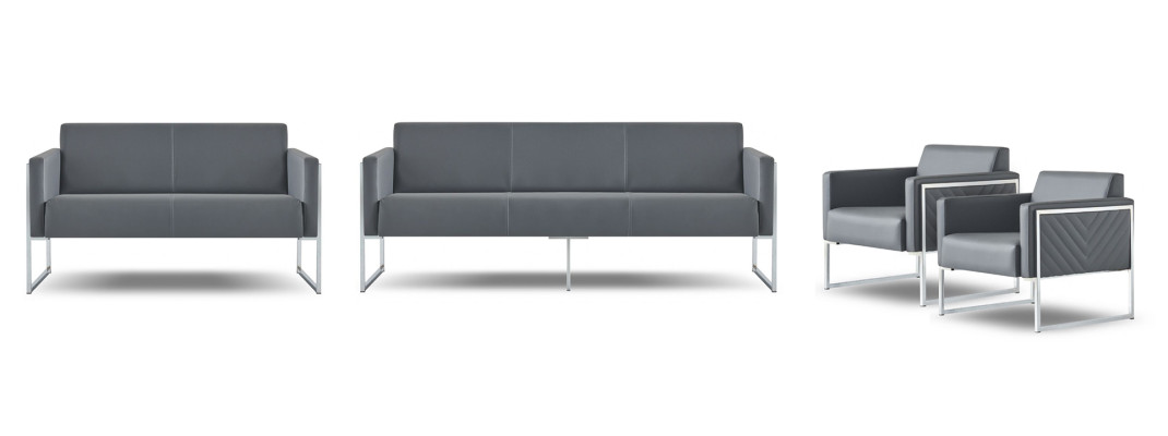 Set da ufficio 4 pezzi 3 posti 2 posti 2 poltrone Grigio monocromatico Moderno