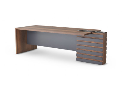 Scrivania per ufficio marrone grigio bicolore design moderno rettangolare.