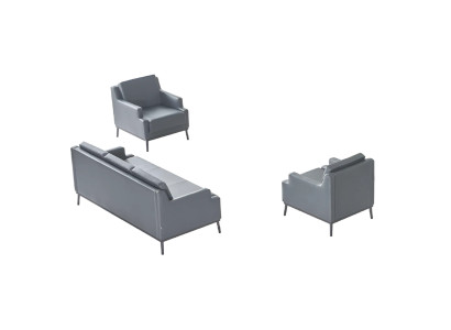 Set da ufficio 3 pezzi, divano a 3 posti con 2 poltrone Grigio scuro Design moderno  Set da ufficio 3 pezzi, divano a 3 posti con 2 poltrone Grigio scuro Design moderno