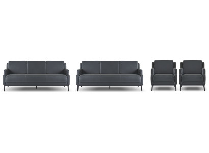 Set per ufficio 4 pezzi 2 divani a tre posti 2 poltrone Grigio scuro Tinta unita Moderno