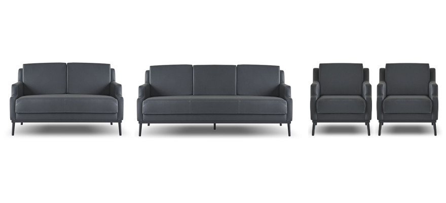 Set da ufficio 4 pezzi 3 posti 2 posti 2 poltrone grigio scuro monocromatico  Set d'ufficio 4 pezzi 3 posti 2 posti 2 poltrone grigio scuro monocromatico
