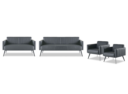 Set da ufficio 4 pezzi 3 posti 2 posti 2 poltrone nero monocolore  Set da ufficio 4 pezzi 3 posti 2 posti 2 poltrone nero monocolore