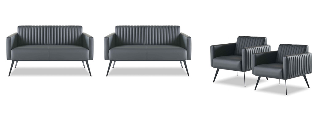 Set da studio 4 pezzi 2 divani a 2 posti 2 poltrone nere monocolore moderni  Set da studio 4 pezzi con 2 divani a 2 posti e 2 poltrone nere monocolore moderni