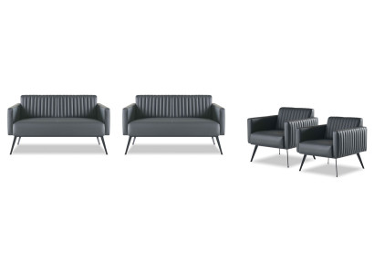 Set da studio 4 pezzi 2 divani a 2 posti 2 poltrone nere monocolore moderni  Set da studio 4 pezzi con 2 divani a 2 posti e 2 poltrone nere monocolore moderni