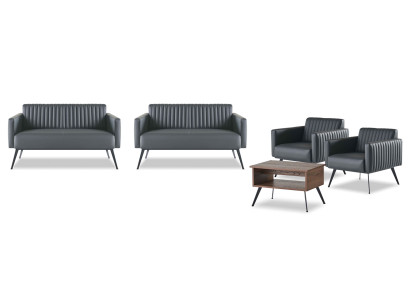 Set di studio 5 pezzi 2 divani a 2 posti 2 poltrone Tavolino Nero Marrone