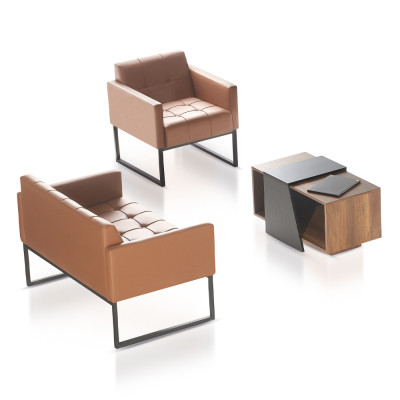 Studio marrone grigio Set 3 pezzi 2 posti poltrona Tavolino Stile moderno  Studio marrone grigio Set 3 pezzi 2 posti poltrona Tavolino Stile moderno