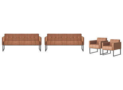 Set da studio composto da 4 pezzi 2 divani a 3 posti 2 poltrone marroni monocolore per soggiorno  Set da studio composto da 4 pezzi, 2 divani a 3 posti e 2 poltrone marroni monocolore per il soggiorno.